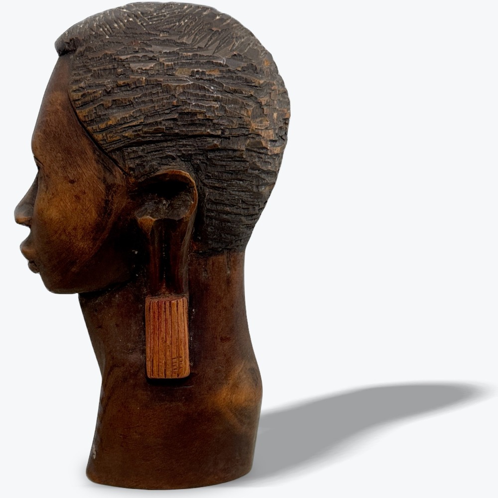African‎ Ebony Hand Carved Fulani Ghana Woman Bust Statue Vintage - Picture 6 of 12